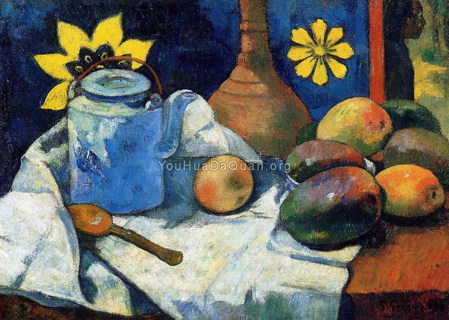 Still Life with Teapot and Fruit - 保罗·高更